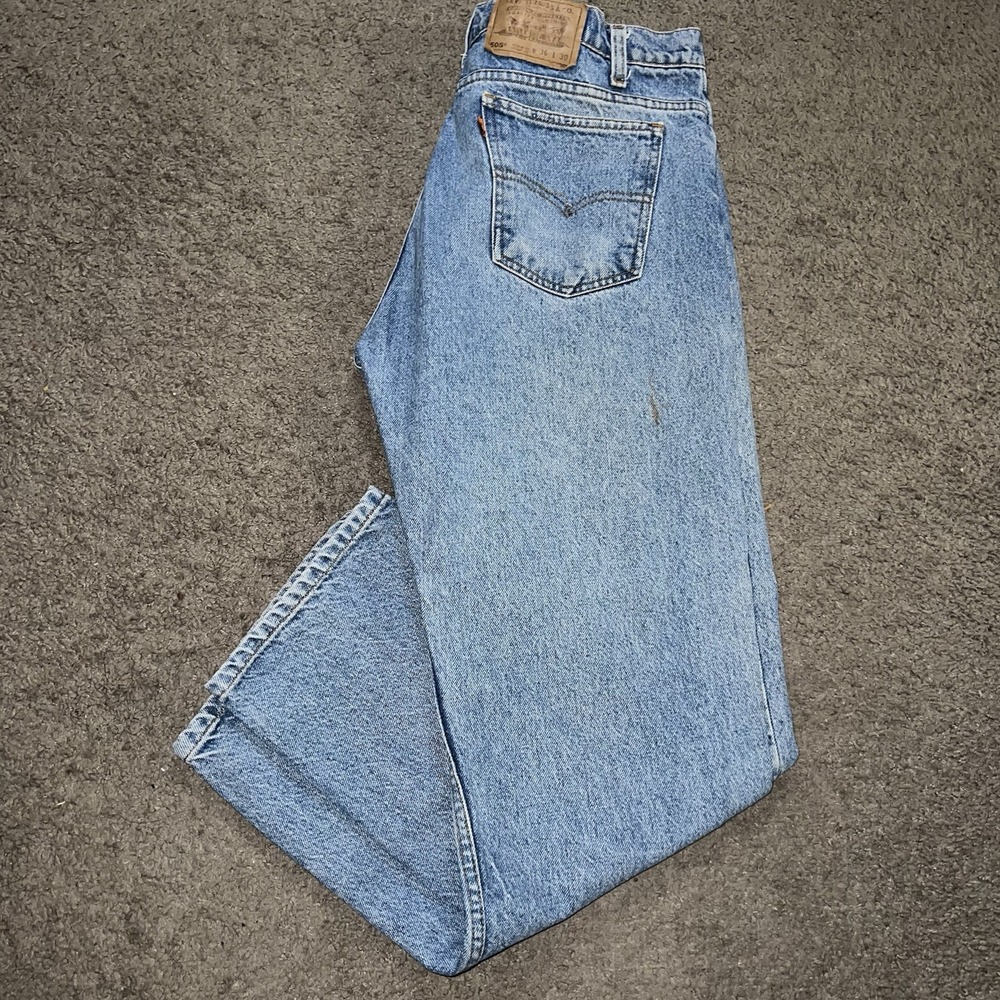 Vintage 90s LEVIS 505 Orange Tab Straight Leg Cotton Denim Blue Jeans SIZE 32x30